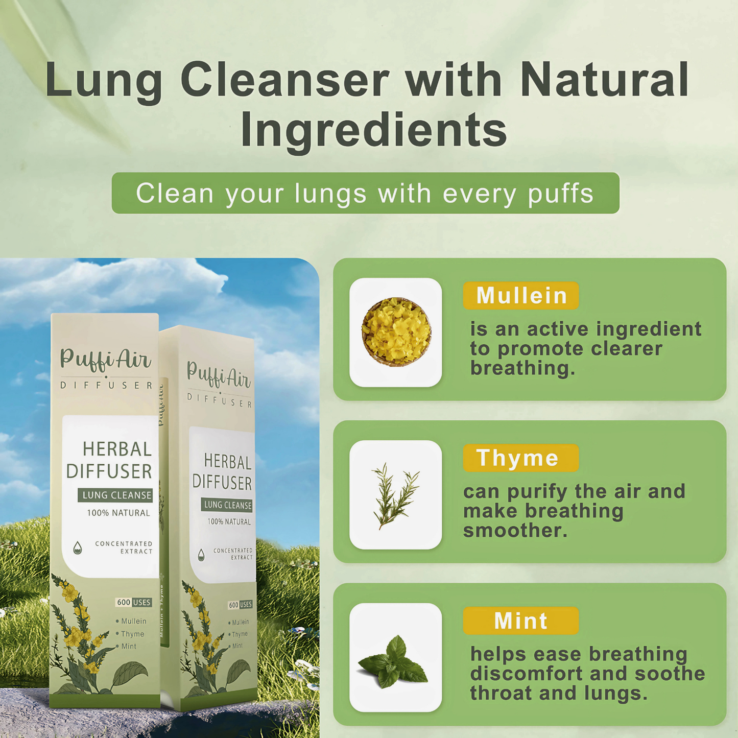 New Upgrade Mullein Aroma Diffuser - 600 Uses