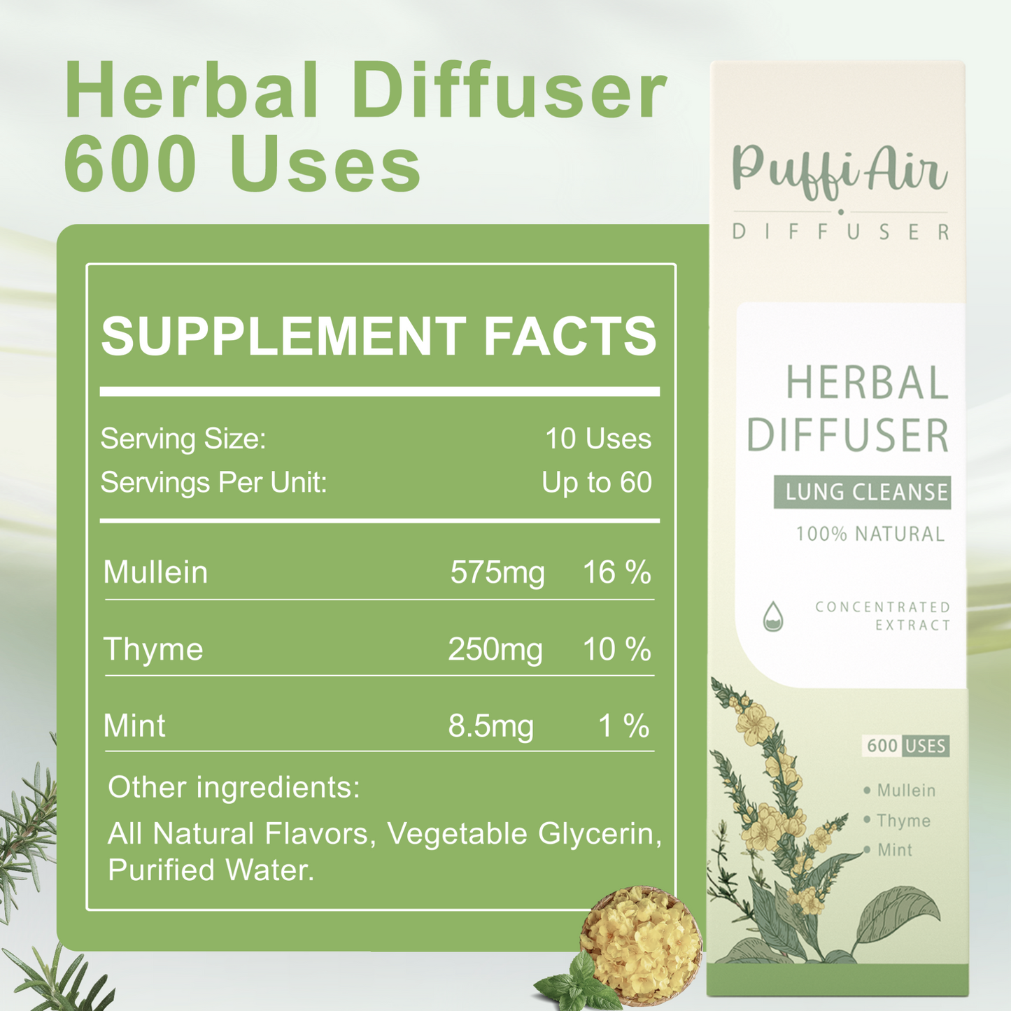 New Upgrade Mullein Aroma Diffuser - 600 Uses