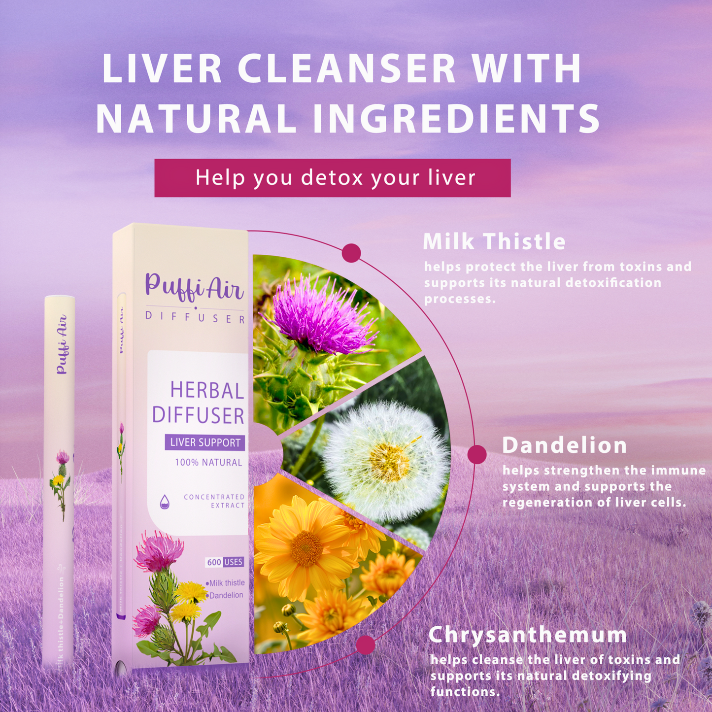 Upgraded Milk Thistle & Dandelion Aroma Diffuser - 600 Uses